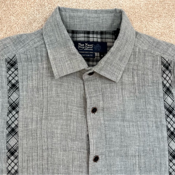 Nat Nash Shirt Adult Medium Gray Button Up Long Sleeve Soft Luxury Preppy Men - Picture 3 of 16